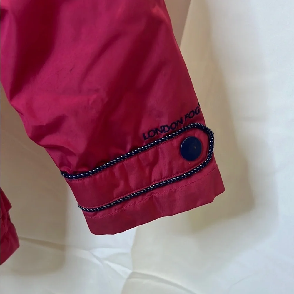 London Fog Pink and Blue fleece lined Jacket with Belted Waist